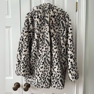 Ann Taylor Black and White Leopard Print Coat